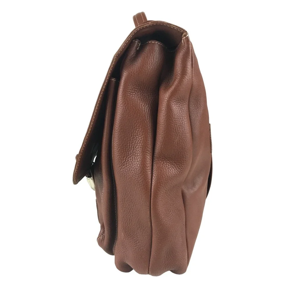 Abitare Briefcase Document Bag Mens Brown Genuine Leather Top Handle Push Lock